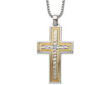 Men's Stainless Steel Brushed Cross Pendant Necklace with Chain (24 Inches)